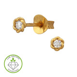 Twisted Rope Gold Plated - 925 Sterling Silver Diamond Ear Studs SD51538