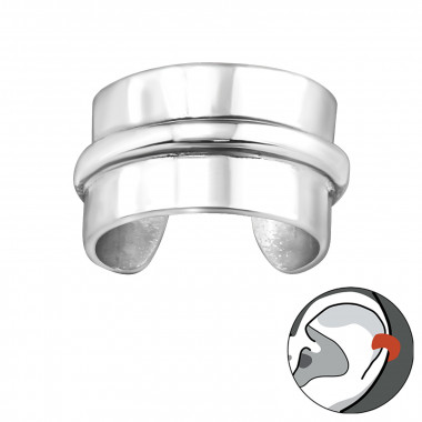 Plain - 925 Sterling Silver Cuff Earrings SD22163