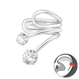 Double Stoned - 925 Sterling Silver Cuff Earrings SD22167