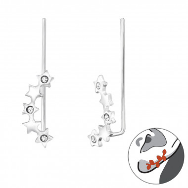 Star - 925 Sterling Silver Cuff Earrings SD24353