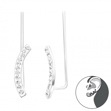 Curved - 925 Sterling Silver Cuff Earrings SD24354
