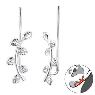 Leaf - 925 Sterling Silver Cuff Earrings SD24356