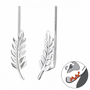 Leaf - 925 Sterling Silver Cuff Earrings SD24360