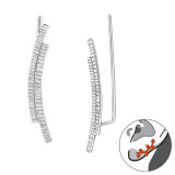 Curved - 925 Sterling Silver Cuff Earrings SD24363