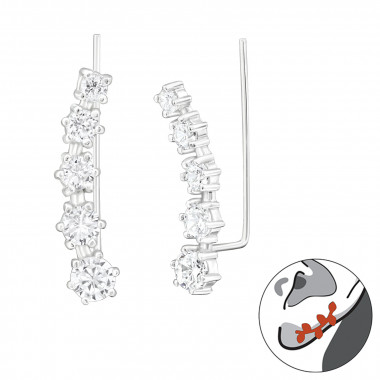 Round - 925 Sterling Silver Cuff Earrings SD24364