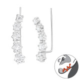 Round - 925 Sterling Silver Cuff Earrings SD24364
