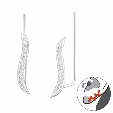 Curved - 925 Sterling Silver Cuff Earrings SD24365