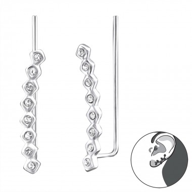 Round - 925 Sterling Silver Cuff Earrings SD24573