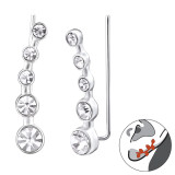 Round - 925 Sterling Silver Cuff Earrings SD24574