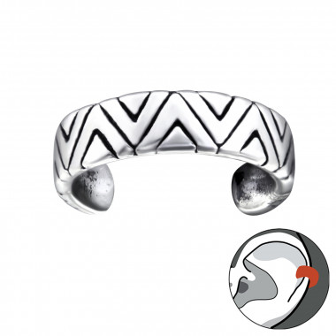 Patterned - 925 Sterling Silver Cuff Earrings SD27252