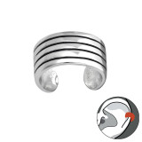 Patterned - 925 Sterling Silver Cuff Earrings SD28129