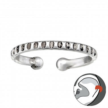 Patterned - 925 Sterling Silver Cuff Earrings SD28189