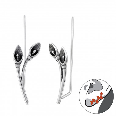Calla Lily Flower - 925 Sterling Silver Cuff Earrings SD28322