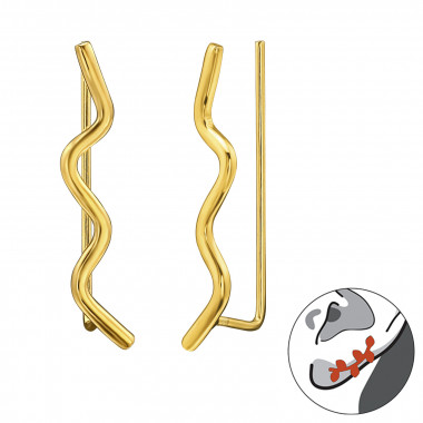 Wave - 925 Sterling Silver Cuff Earrings SD28630