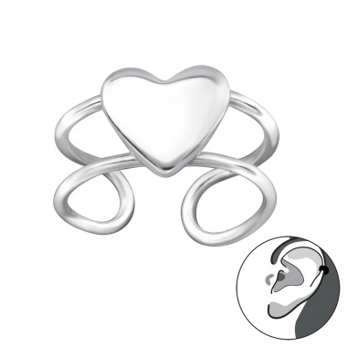 Heart - 925 Sterling Silver Cuff Earrings SD29213