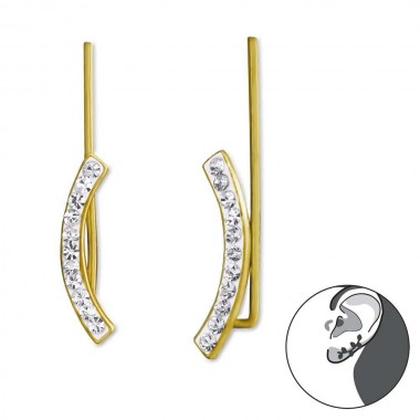Curved - 925 Sterling Silver Cuff Earrings SD29600