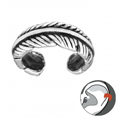 Feather - 925 Sterling Silver Cuff Earrings SD30584
