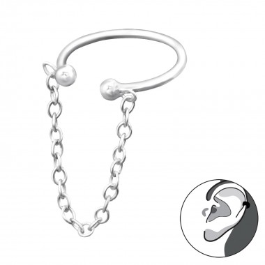 Hanging Chain Ear Cuff - 925 Sterling Silver Cuff Earrings SD31134