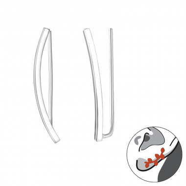 Curved - 925 Sterling Silver Cuff Earrings SD31996