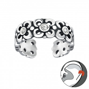 Flower - 925 Sterling Silver Cuff Earrings SD33001