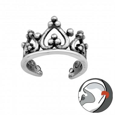 Crown - 925 Sterling Silver Cuff Earrings SD33799