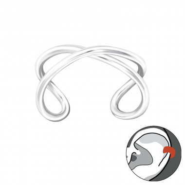 Cross - 925 Sterling Silver Cuff Earrings SD36480