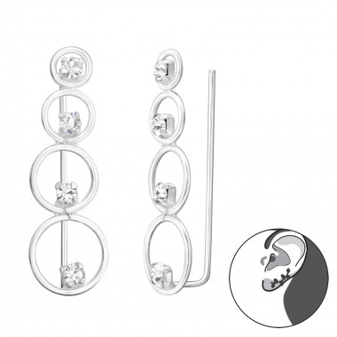 Circles - 925 Sterling Silver Cuff Earrings SD37843