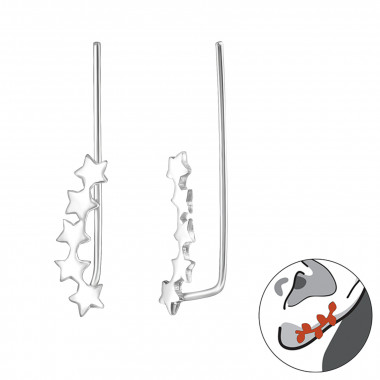 Stars - 925 Sterling Silver Cuff Earrings SD38118