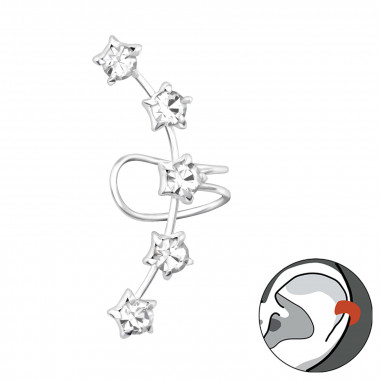 Stars - 925 Sterling Silver Cuff Earrings SD38492