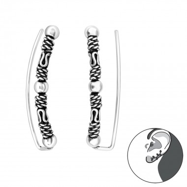 Bali - 925 Sterling Silver Cuff Earrings SD39089