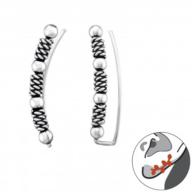 Bali - 925 Sterling Silver Cuff Earrings SD39542