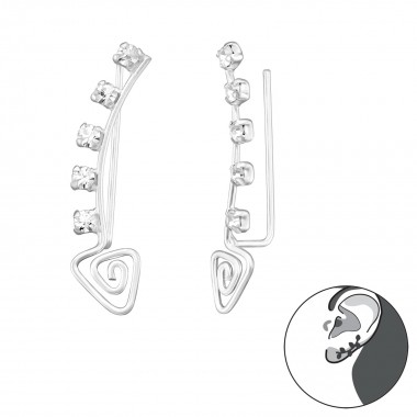 Geometric - 925 Sterling Silver Cuff Earrings SD39544