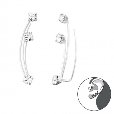 Geometric - 925 Sterling Silver Cuff Earrings SD39545