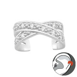 Cross - 925 Sterling Silver Cuff Earrings SD40151