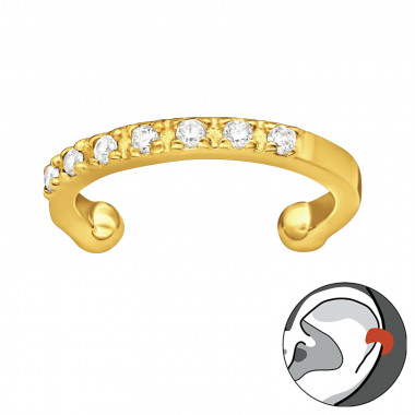Sparkling - 925 Sterling Silver Cuff Earrings SD40885