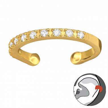 Sparkling - 925 Sterling Silver Cuff Earrings SD40888