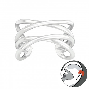 Plain - 925 Sterling Silver Cuff Earrings SD40923