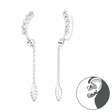 Leaf - 925 Sterling Silver Cuff Earrings SD41621