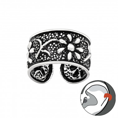 Flower - 925 Sterling Silver Cuff Earrings SD41714