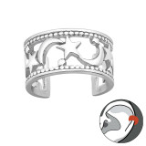 Moon And Star - 925 Sterling Silver Cuff Earrings SD42252