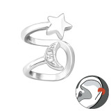 Moon And Star - 925 Sterling Silver Cuff Earrings SD42259
