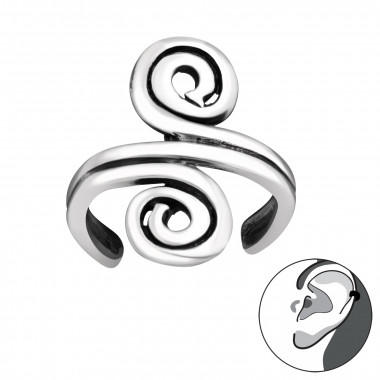 Swirly Lines - 925 Sterling Silver Cuff Earrings SD42803