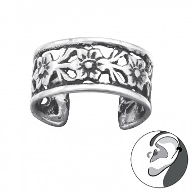 Flower - 925 Sterling Silver Cuff Earrings SD42805