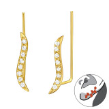 Curved - 925 Sterling Silver Cuff Earrings SD43287