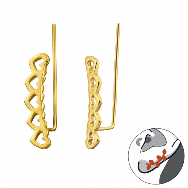 Hearts - 925 Sterling Silver Cuff Earrings SD43290