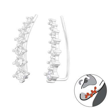 Geometric - 925 Sterling Silver Cuff Earrings SD43295
