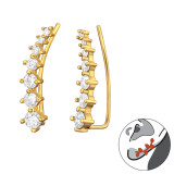 Curved - 925 Sterling Silver Cuff Earrings SD43296
