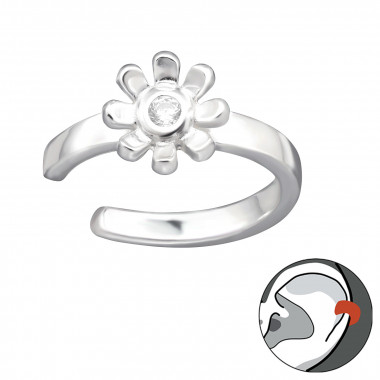 Flower - 925 Sterling Silver Cuff Earrings SD43352