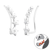 Stars - 925 Sterling Silver Cuff Earrings SD43359