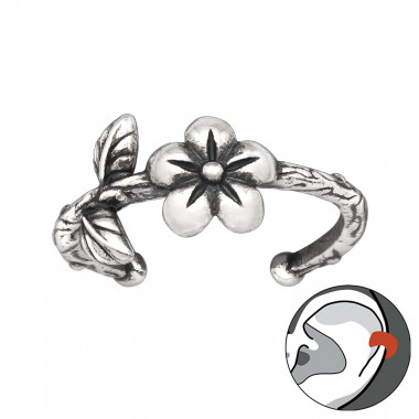 Flower - 925 Sterling Silver Cuff Earrings SD43576